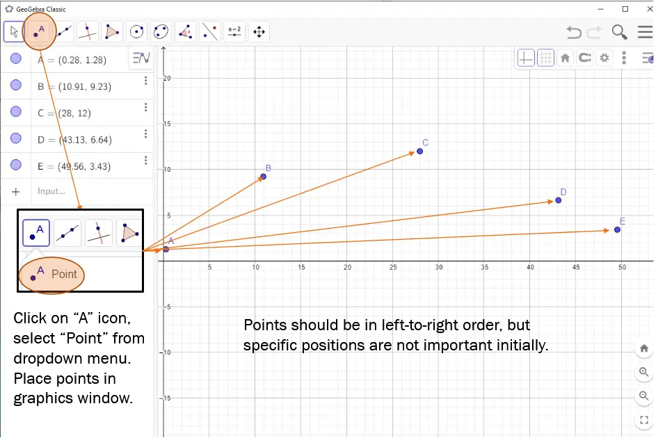 Drawing control points in Geogebra