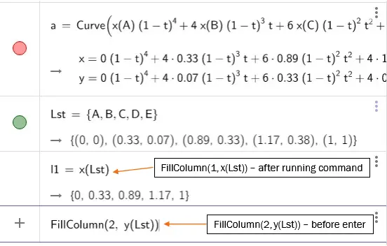 Geogebra spreadsheet commands