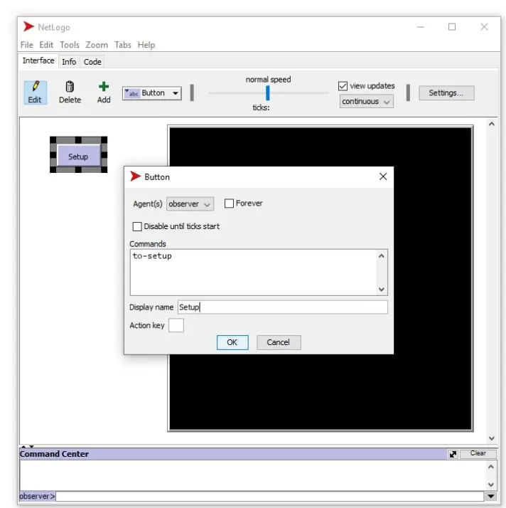Simulation setup button