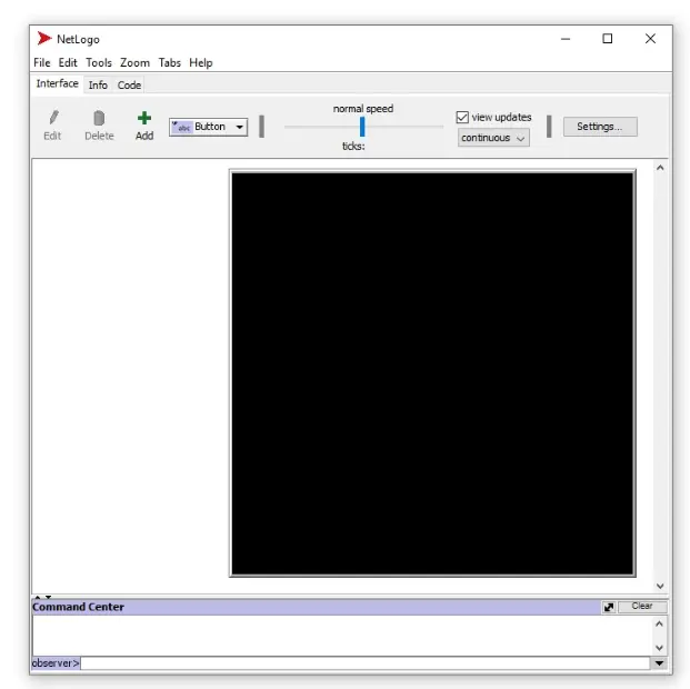 NetLogo start screen