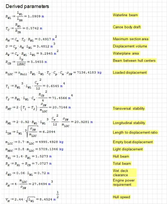 SMath Studio derived parameters